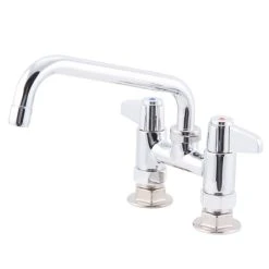T&S Brass And Bronze Works Equip By T&S 5F-4DLX08 Deck Mount Swivel Base Mixing Faucet With 8 1/8" Swing Nozzle 4" Centers - ADA Compliant