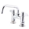 T&S Brass And Bronze Works Equip By T&S 5F-4DLX06 Deck Mounted Faucet With 4" Adjustable Centers, 6 1/8" Swing Spout, 5.2 GPM Laminar Flow Device, Cerama Cartridges, And Lever Handles