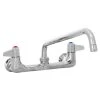 T&S Brass And Bronze Works Equip By T&S 5F-8WLX12 Wall Mounted Faucet With 12 1/8" Swing Spout, 5.2 GPM Laminar Flow Device, 8" Adjustable Centers, And Lever Handles