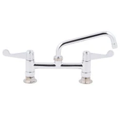 T&S Brass And Bronze Works Equip By T&S 5F-8DWX08 Deck Mounted Faucet With 8" Adjustable Centers, 8 1/8" Swing Spout, 5.27 GPM Laminar Flow Device, Cerama Cartridges, And Wrist Handles