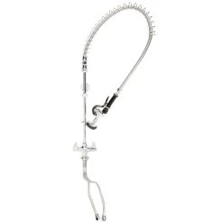 T&S Brass And Bronze Works Equip By T&S 5PR-2S00 Deck Mounted 34 1/4" High Pre-Rinse Faucet With Flex Inlets, 44" Hose, And 6" Wall Bracket