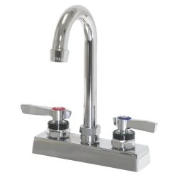 Advance Tabco K-62 Deck Mounted Faucet With 3 1/2" Gooseneck Nozzle, 4" Centers, 2 GPM Aerator, And Lever Handles