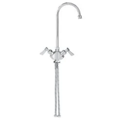 Fisher 3126 Deck Mounted Faucet With Flex Inlets, 3 1/2" Rigid Gooseneck Nozzle, 2.2 GPM Aerator, And Lever Handles