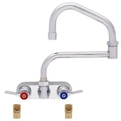 Fisher 19542 Backsplash Mounted Faucet With 4" Centers, 13" Double-Jointed Swing Nozzle, 2.2 GPM Aerator, Lever Handles, And Elbows