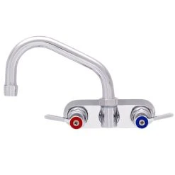Fisher 3611 Backsplash Mounted Faucet With 4" Centers, 8" Swing Nozzle, 2.2 GPM Aerator, And Lever Handles