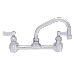 Fisher 3250 Wall Mounted Faucet With 8" Centers, 6" Swing Nozzle, 2.2 GPM Aerator, And Lever Handles