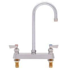 Fisher 3316 Deck Mounted Faucet With 8" Centers, 5 1/2" Rigid Gooseneck Nozzle, 2.2 GPM Aerator, And Lever Handles
