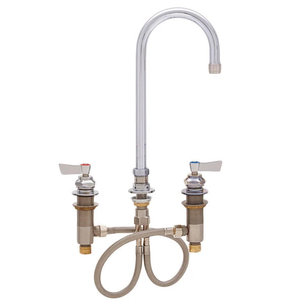 Fisher 1910 Deck Mounted Faucet With Widespread Deck, 3 1/2" Swivel Gooseneck Nozzle, 2.2 GPM Aerator, And Lever Handles