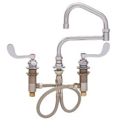 Fisher 48232 Deck Mounted Faucet With Widespread Deck, 23" Double-Jointed Swing Nozzle, 2.2 GPM Aerator, And Wrist Handles