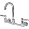 Advance Tabco K-159 3 1/2" Wall Mounted Gooseneck Spout Swivel Faucet With 8" Centers And Lever Handles
