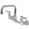 Advance Tabco K-160 6" Wall Mounted D-Style Extended Spout Swivel Faucet With 8" Centers And Lever Handles