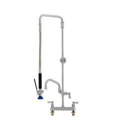 Fisher 25186 Deck Mounted Pre-Rinse Faucet With 8" Centers, Swivel Arm, 15" Hose, 10" Add-On Faucet, And Wall Bracket