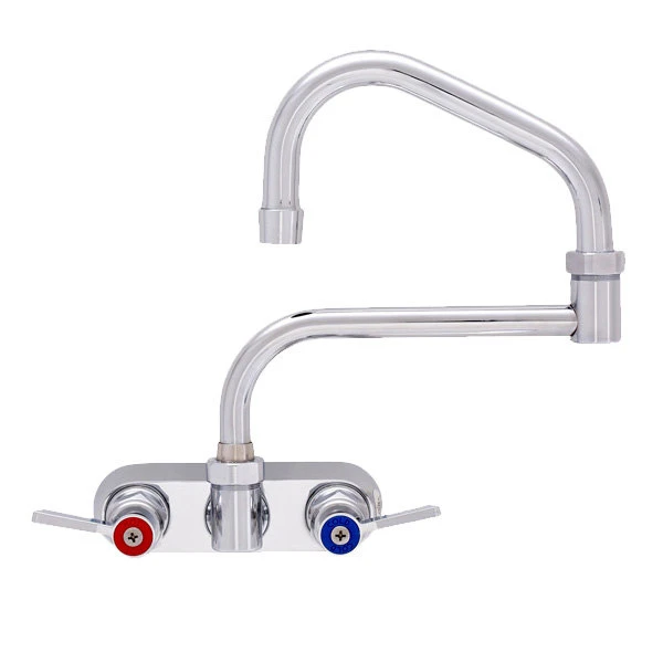 Fisher 62278 Wall Mounted Stainless Steel Faucet With 4" Centers, 15" Double-Jointed Swing Nozzle, 2.2 GPM Aerator, And Lever Handles
