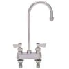 Fisher 53880 Deck Mounted Stainless Steel Faucet With 4" Centers, 5 1/2" Swivel Gooseneck Spout 2.2 GPM Aerator, And Lever Handles