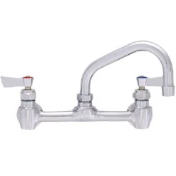 Fisher 53104 Wall Mounted Stainless Steel Faucet With 8" Centers, 6" Swing Nozzle, 2.2 GPM Aerator, And Lever Handles