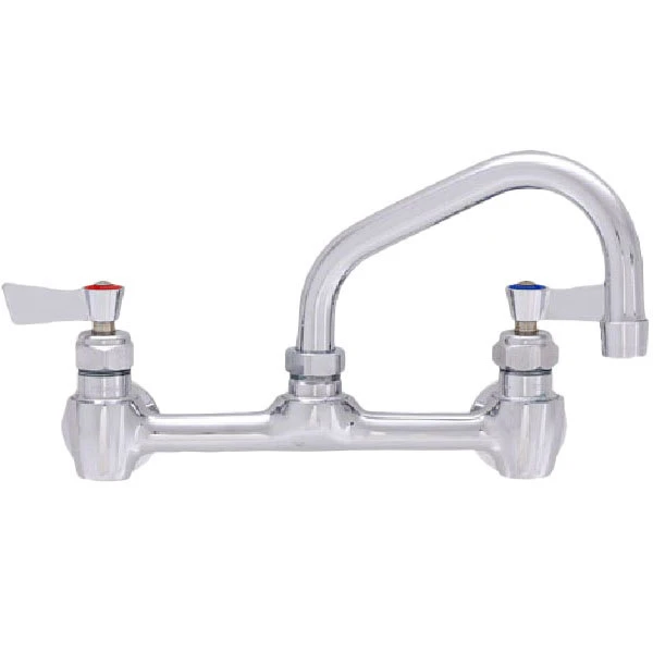 Fisher 53104 Wall Mounted Stainless Steel Faucet With 8" Centers, 6" Swing Nozzle, 2.2 GPM Aerator, And Lever Handles