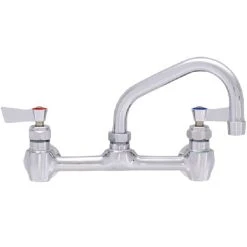 Fisher 53120 Wall Mounted Stainless Steel Faucet With 8" Centers, 10" Swing Nozzle, 2.2 GPM Aerator, And Lever Handles