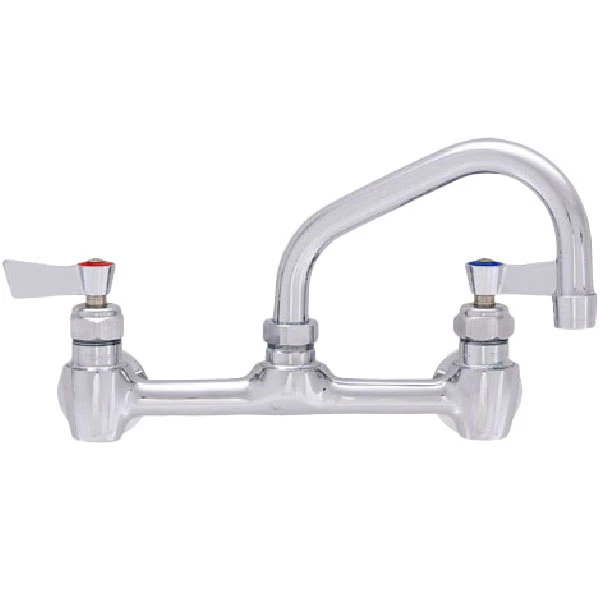 Fisher 53139 Wall Mounted Stainless Steel Faucet With 8" Centers, 12" Swing Nozzle, 2.2 GPM Aerator, And Lever Handles