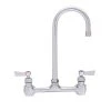 Fisher 53279 Wall Mounted Stainless Steel Faucet With 8" Centers, 5 1/2" Swivel Gooseneck Nozzle, 2.2 GPM Aerator, And Lever Handles