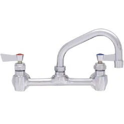 Fisher 60674 Backsplash Mounted Stainless Steel Faucet With 8" Centers, 14" Swing Nozzle, 2.2 GPM Aerator, Lever Handles, And EZ Install Adapters