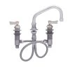 Fisher 59145 Deck Mounted Stainless Steel Faucet With Widespread Deck, 8" Swing Nozzle, 2.2 GPM Aerator, And Lever Handles