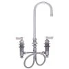 Fisher 59285 Deck Mounted Stainless Steel Faucet With Widespread Deck, 5 1/2" Swivel Gooseneck Nozzle, 2.2 GPM Aerator, And Lever Handles