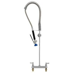 Fisher 68217 Deck Mounted Stainless Steel Pre-Rinse Faucet With 8" Centers, 36" Hose, And Wall Bracket