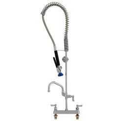 Fisher 68225 Deck Mounted Stainless Steel Pre-Rinse Faucet With 8" Centers, 36" Hose, 6" Add-On Faucet, And Wall Bracket