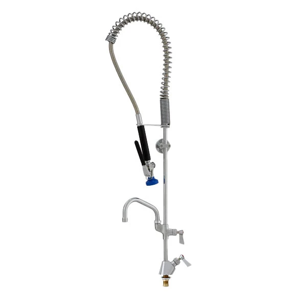 Fisher 68020 Deck Mounted Stainless Steel Pre-Rinse Faucet With 36" Hose, 8" Add-On Faucet, And Wall Bracket