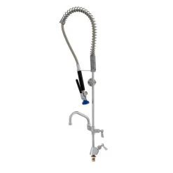 Fisher 68063 Deck Mounted Stainless Steel Pre-Rinse Faucet With 36" Hose, 16" Add-On Faucet, And Wall Bracket