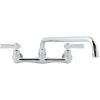 Advance Tabco K-11 Wall Mount Faucet With 14" Swing Spout, 1.5 GPM Aerator, 8" Centers, And Lever Handles