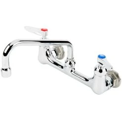 T&S Brass And Bronze Works T&S B-2414-CR-SC Wall Mount Mixing Faucet With 8" Adjustable Centers, 8" Swing Nozzle, Spring Checks, And Cerama Cartridges