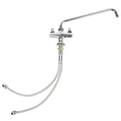 T&S Brass And Bronze Works Equip By T&S 5F-2SLX14 Single Hole Deck Mounted Faucet With 14 1/8" Swing Spout, Flex Inlets, 4.65 GPM Laminar Flow Device, Cerama Cartridges, And Lever Handles