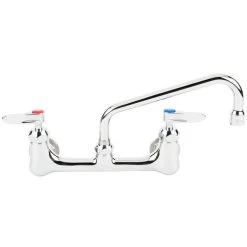 T&S Brass And Bronze Works Equip By T&S 5F-8WLB08 Wall Mounted Faucet With 8" Centers, 8 1/8" Swing Spout, Laminar Flow Device, Cerama Cartridges, And Lever Handles