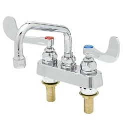 T&S Brass And Bronze Works T&S B-1110-XS-WH4 Deck Mounted Workboard Faucet With 4" Centers, 6" Swing Spout, 2.2 GPM Aerator, Eterna Cartridges, And Wrist Handles