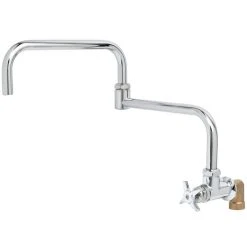 T&S Brass And Bronze Works T&S B-0296-18DJ-CKP Deck Mounted Single Hole Faucet With 18" Big-Flo Double-Jointed Swing Spout, Plain Outlet, Cerama Cartridges, And Lever Handle