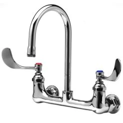 T&S Brass And Bronze Works T&S B-0330-01-W4F12 Wall Mounted Pantry Faucet With 8" Centers, 2 7/8" Gooseneck Spout, 1.2 GPM Aerator, Eterna Cartridges, And Wrist Handles