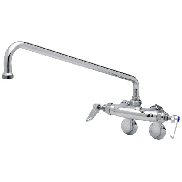 T&S Brass And Bronze Works T&S B-0236-CR-EK Wall Mounted Faucet With 8" Adjustable Centers, 12" Swing Spout, Stream Regulator Outlet, Cerama Cartridges, Elbows, And Lever Handles
