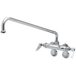 T&S Brass And Bronze Works T&S B-0236-CR-063X Wall Mounted Faucet With 8" Adjustable Centers, 14" Swing Spout, Stream Regulator Outlet, Cerama Cartridges, And Lever Handles