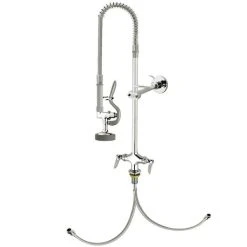 T&S Brass And Bronze Works T&S B-0113-CR-BX36H EasyInstall Deck Mounted Pre-Rinse Faucet With Single Base, 1.15 GPM Spray Valve, Cerama Cartridges, And Lever Handles