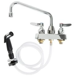T&S Brass And Bronze Works T&S B-1171 Deck Mounted Workboard Faucet With Self-Closing Spray Valve And 4" Centers - 8" Swing Nozzle