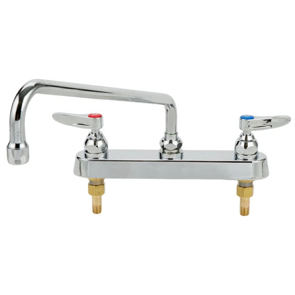 T&S Brass And Bronze Works T&S B-1134 Deck Mount Workboard Faucet With 8" Centers, 14" Swing Nozzle, Escutcheon, And Tailpieces