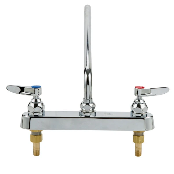 T&S Brass And Bronze Works T&S B-1134 Deck Mount Workboard Faucet With 8" Centers, 14" Swing Nozzle, Escutcheon, And Tailpieces - Image 2