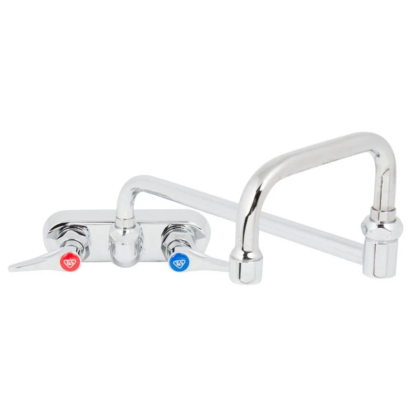 T&S Brass And Bronze Works T&S B-1136-CR Wall Mounted Workboard Faucet With 4" Centers, 18" Double-Jointed Swing Spout, 2.2 GPM Aerator, Cerama Cartridges, And Lever Handles - Image 2