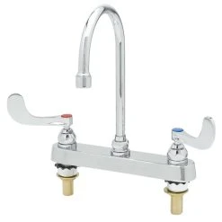 T&S Brass And Bronze Works T&S B-1142-04XS-F12 Deck Mounted Workboard Faucet With 8" Centers, 5 3/4" Gooseneck Spout, 1.2 GPM Aerator, Eterna Cartridges, And Wrist Handles