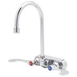 T&S Brass And Bronze Works T&S B-1146-04XS-F12 Wall Mounted Workboard Faucet With 4" Centers, 5 3/4" Gooseneck Spout, 1.2 GPM Aerator, Eterna Cartridges, And Wrist Handles