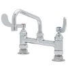 T&S Brass And Bronze Works T&S B-0222-WH4 Deck Mounted Pantry Faucet With 8" Adjustable Centers, 6" Swing Spout, Stream Regulator Outlet, Eterna Cartridges, And Wrist Handles
