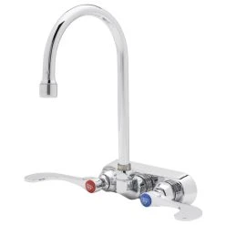 T&S Brass And Bronze Works T&S B-1146-04-WS Wall Mounted Workboard Faucet With 4" Centers, 5 3/4" Gooseneck Spout, 1.5 GPM Aerator, Eterna Cartridges, And Wrist Handles