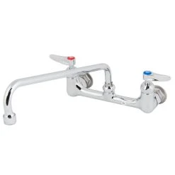 T&S Brass And Bronze Works T&S B-2299-VF22-CR Wall Mounted Faucet With 8" Adjustable Centers, 14" Swing Spout, 2.2 GPM Aerator, Cerama Cartridges, And Lever Handles