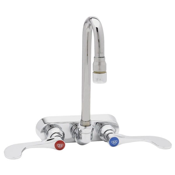 T&S Brass And Bronze Works T&S B-2459 Wall Mount Workboard Faucet With 4" Centers, 3 1/16" Swivel Gooseneck Nozzle, 1.0 GPM Aerator, And 4" Wrist Handles - Image 2